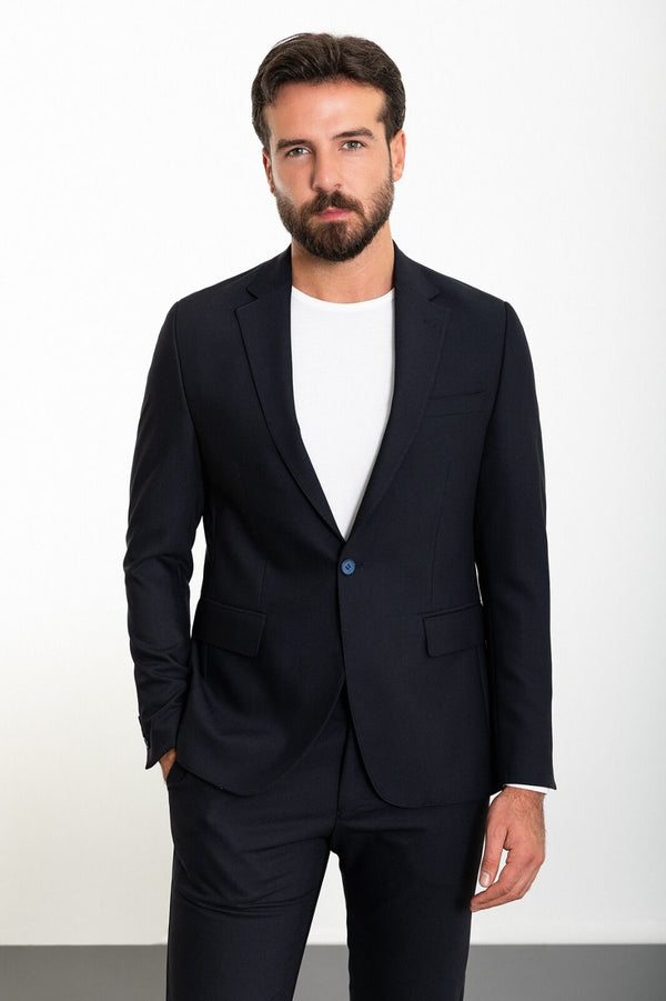 MCR | Tweedelige set, Slim fit Blauwe colbert en pantalon met koord