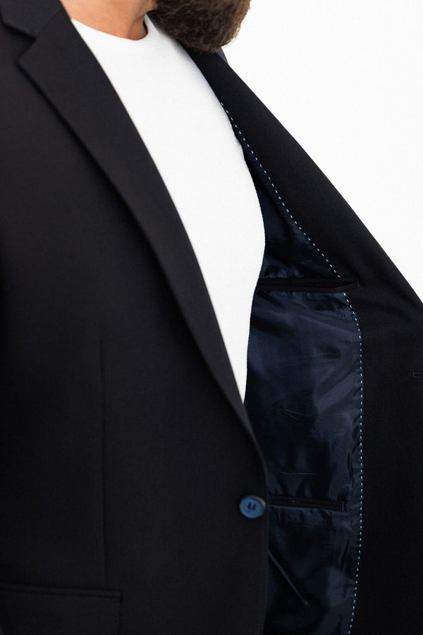 MCR | Tweedelige set, Slim fit Blauwe colbert en pantalon met koord