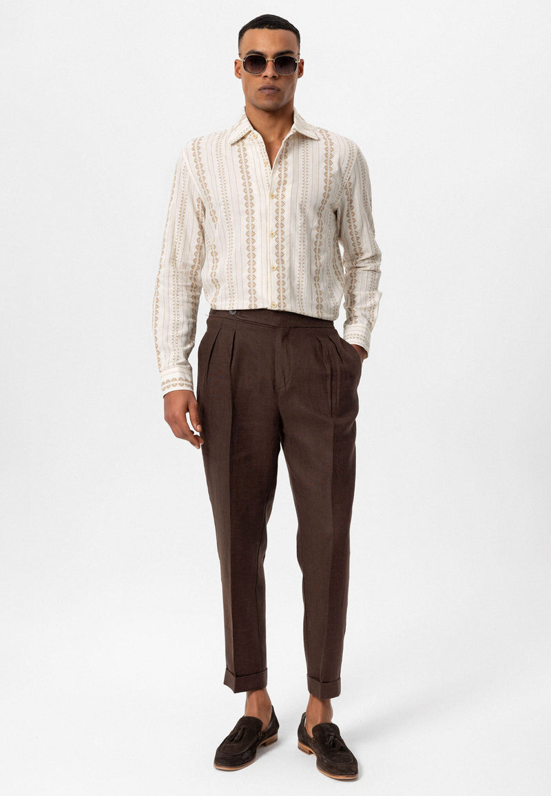 ANTIOCH | Overhemd met Etnisch Patroon – Beige