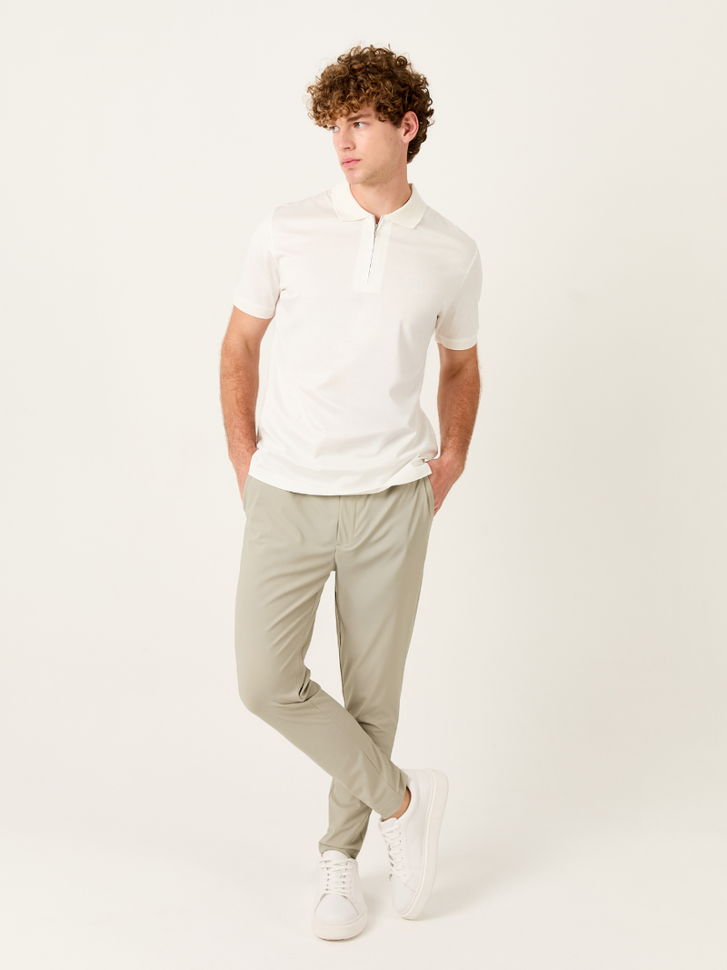 White Polo Zipper Polo t-shirt – Mercerized Supima