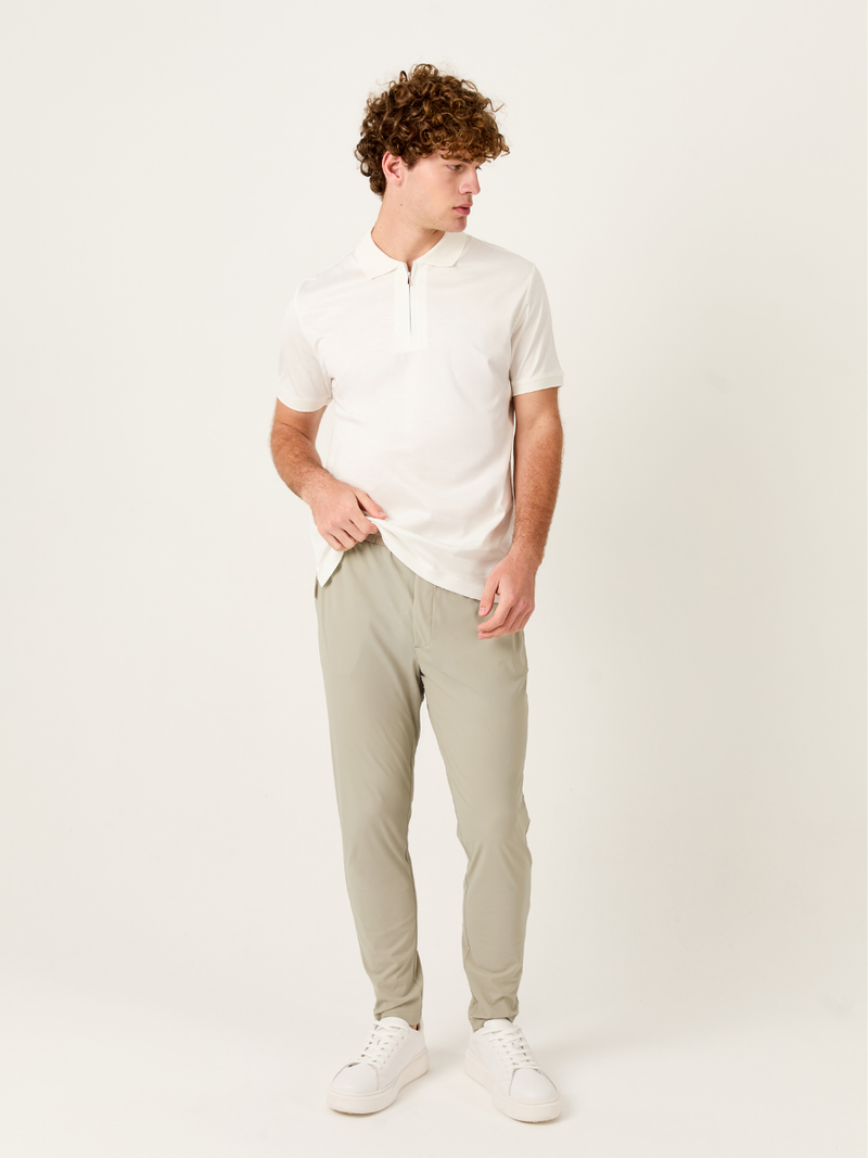 White Polo Zipper Polo t-shirt – Mercerized Supima