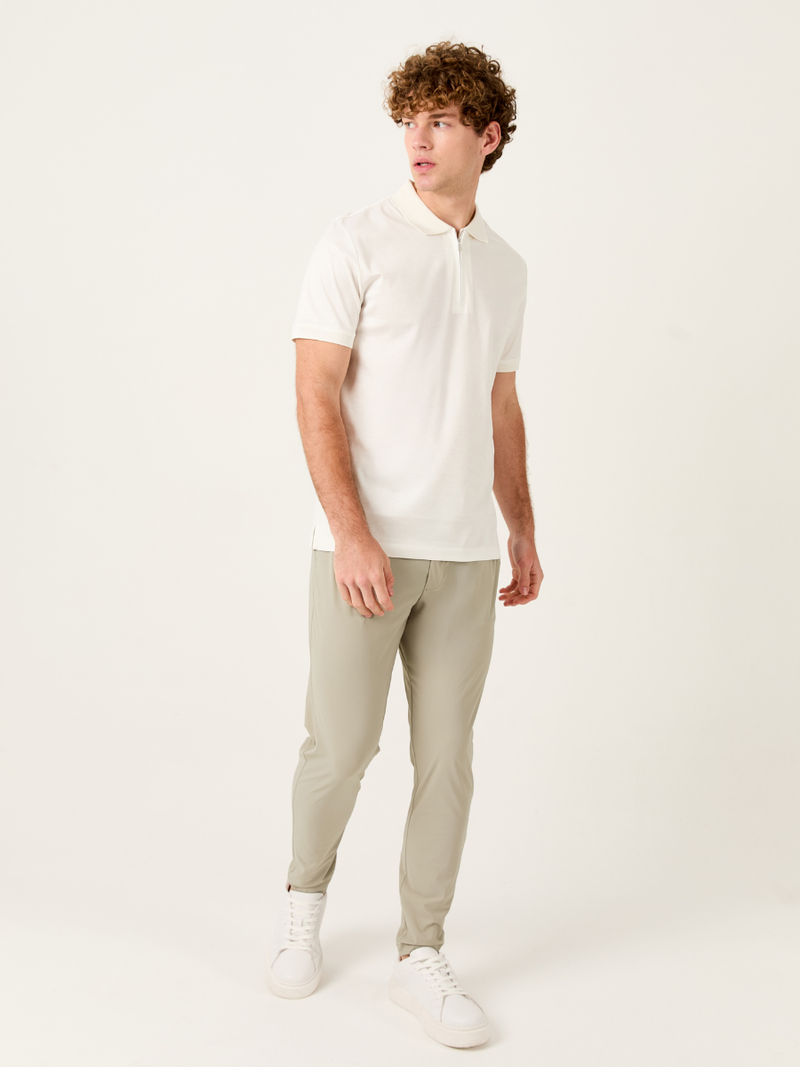 White Polo Zipper Polo t-shirt – Mercerized Supima