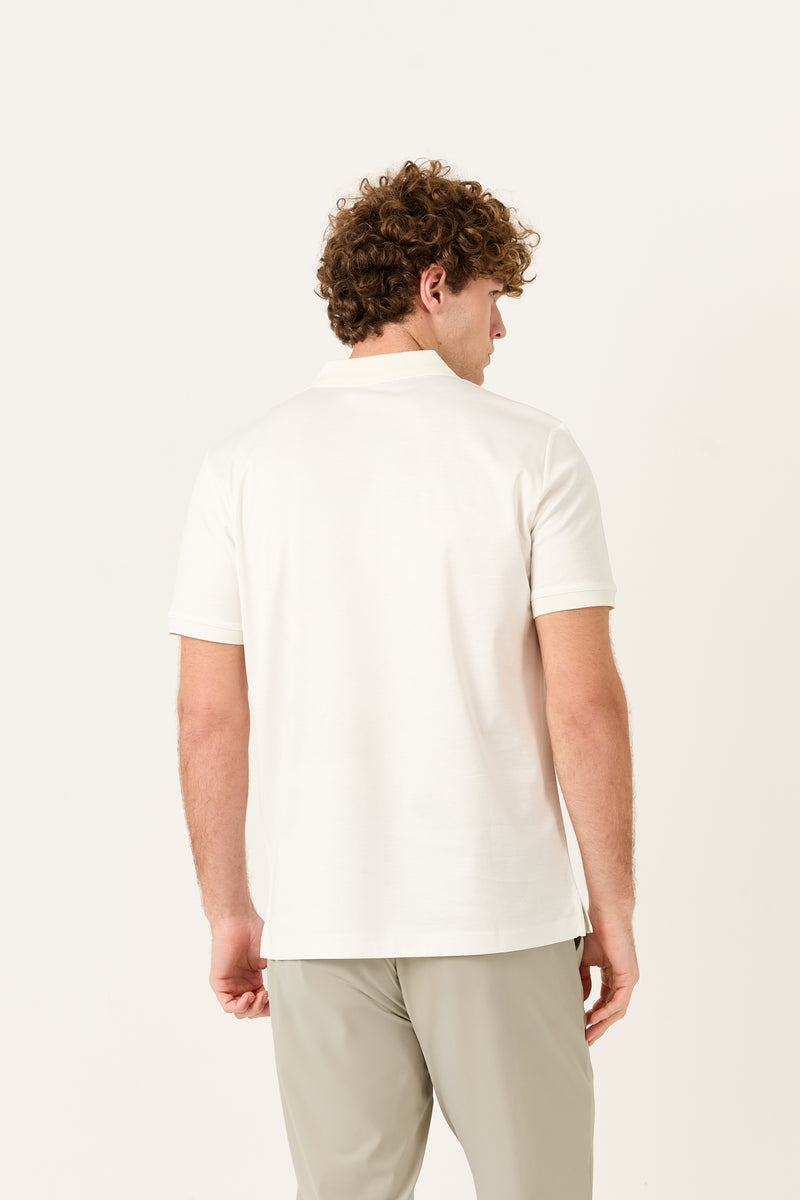 White Polo Zipper Polo t-shirt – Mercerized Supima
