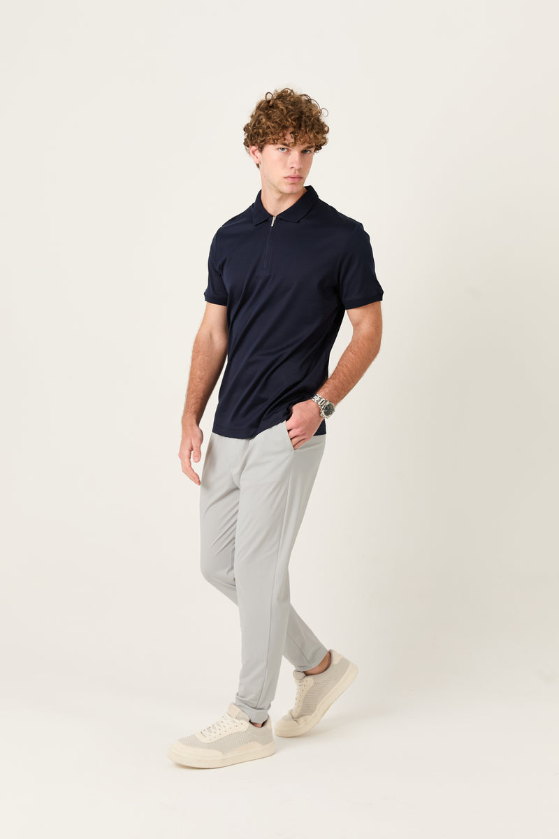 Navy Polo Zipper Polo t-shirt – Mercerized Supima