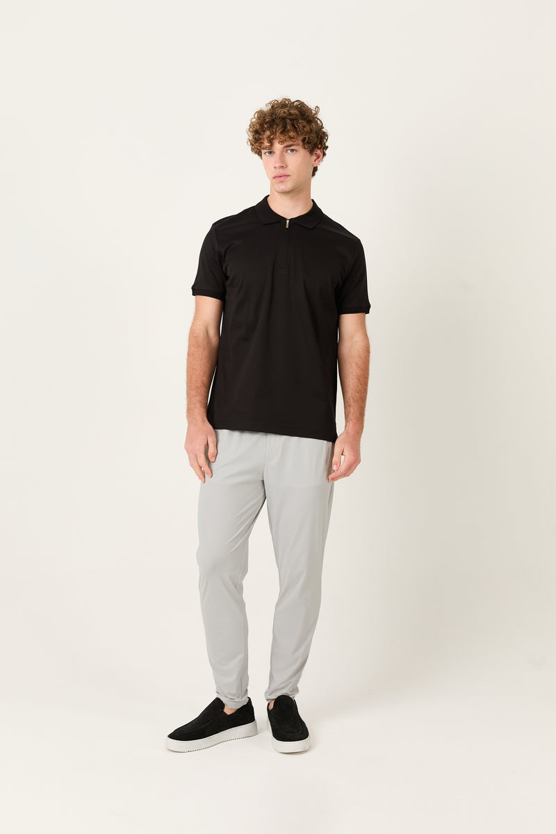 Black Polo Zipper Polo t-shirt – Mercerized Supima