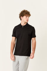 Black Polo Zipper Polo t-shirt – Mercerized Supima