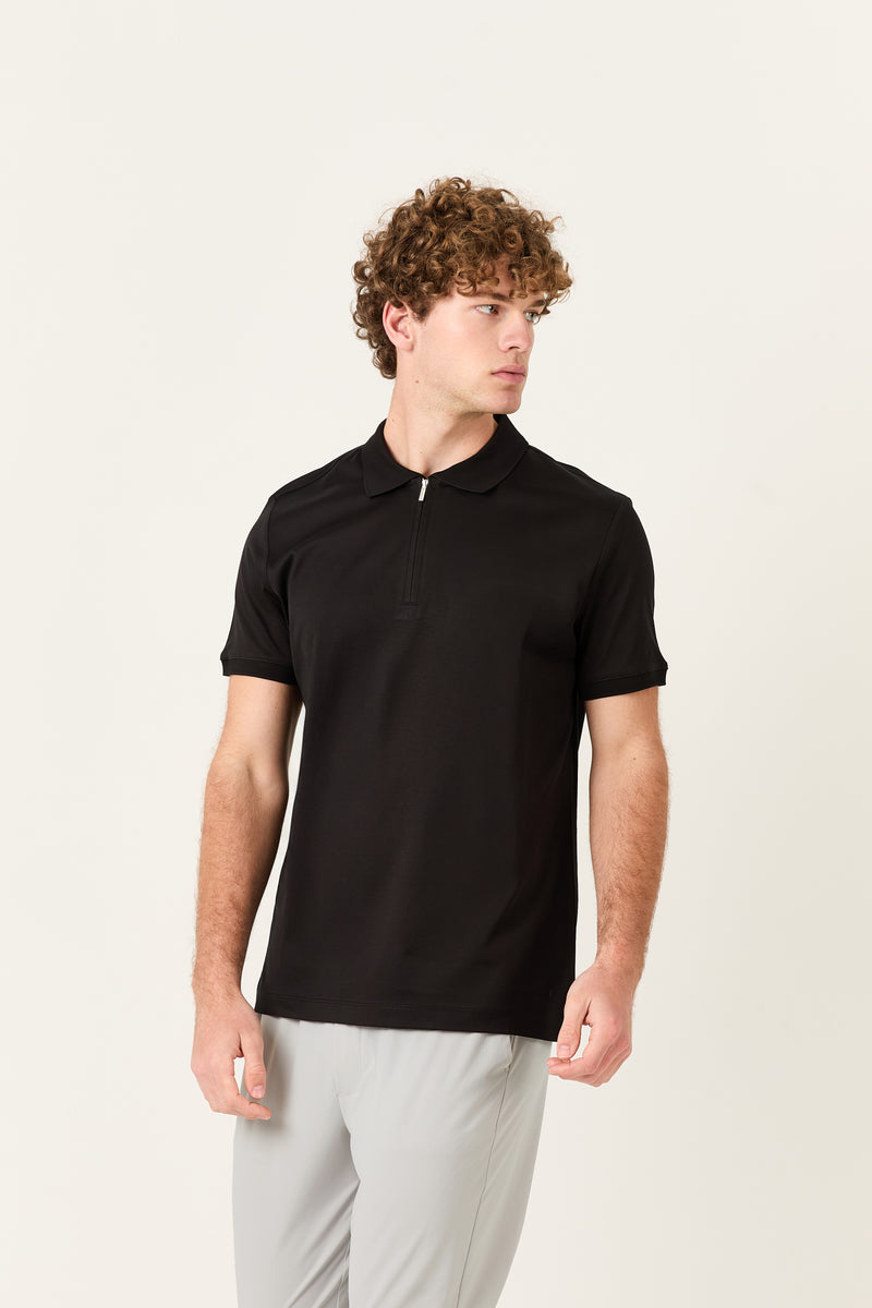 Black Polo Zipper Polo t-shirt – Mercerized Supima