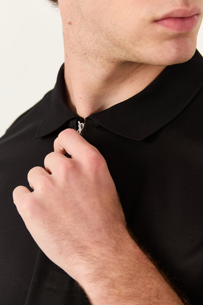 Black Polo Zipper Polo t-shirt – Mercerized Supima
