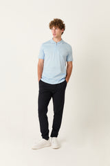 Baby Blue Zipper Polo t-shirt – Mercerized Supima
