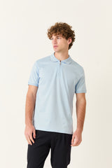 Baby Blue Zipper Polo t-shirt – Mercerized Supima