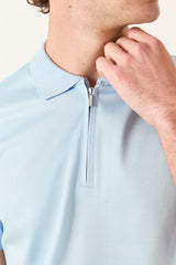 Baby Blue Zipper Polo t-shirt – Mercerized Supima
